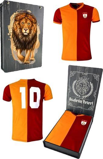 Galatasaray Orijinal Metin Oktay T-Shirt Özel Tasarım Aslan Baskılı Ahşap Kutu