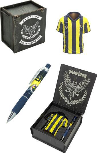 Fenerbahçe Lisanslı Forma Kalemlik Hediyelik Set Ahşap Kutulu