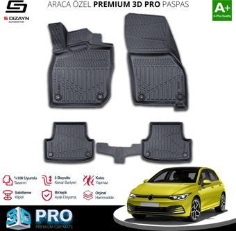 VW Golf 8 Oto. 3D Pro Havuzlu Paspas 2021-2024 A+ Kalite