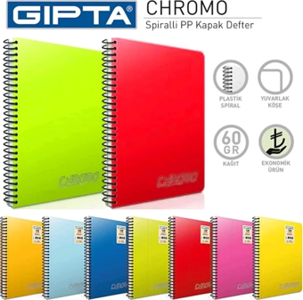 Gıpta Chromo Spiralli Defter A5 Çizgili 100 Yaprak (2311)