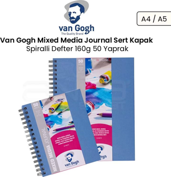 Van Gogh Mixed Media Journal Sert Kapak Spiralli Defter 160G 50 Yaprak