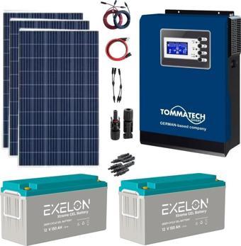 Teknovasyon Arge Güneş Enerjisi Bağ Evi Solar Paketi 3KVA İnverter 280W Güneş Paneli 150AH Jel Akü