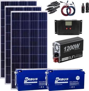 Teknovayon Arge Güneş Enerjisi Bağ Evi Solar Paketi 1200W Sinüs İnverter 170W Güneş Paneli 100Ah Jel Akü PKT3