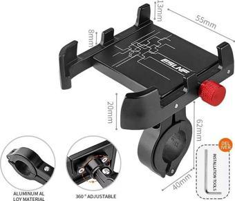 Sarissa Gidon Bağlantılı 360° Dönebilen Alüminyum Alaşımlı Motosiklet Bisiklet Scooter Telefon Tutucu