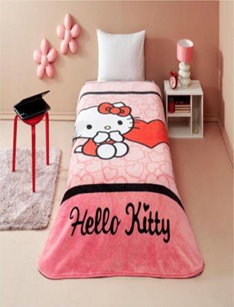 TAÇ Lisanslı Tek Kişilik Battaniye Hello Kitty Cute