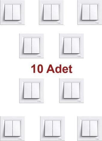 Schneider Asfora Beyaz Komütatör Çerçeveli - 10 Adet