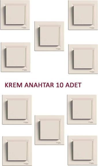 Schneider Asfora Krem Anahtar 10 Adet - Çerçeveli