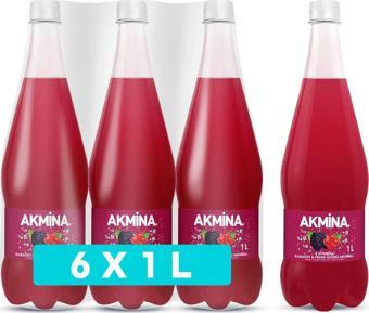 Akmina Kırmızı Meyve Aromalı Maden Suyu 1 Lt X 6 Adet