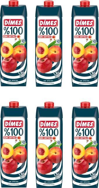 Dimes %100 Elma Şeftali Meyve Suyu 1 Lt X 6 Adet