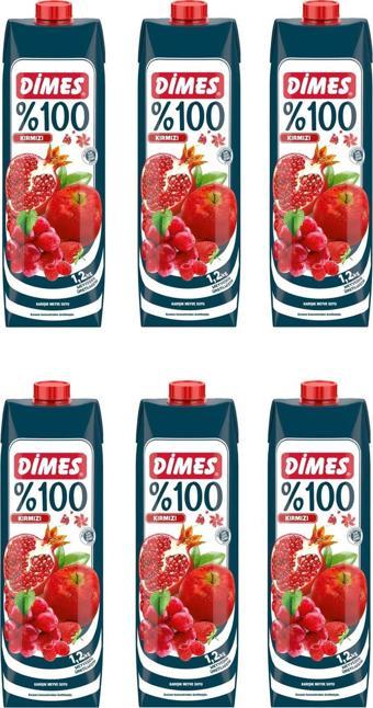 Dimes %100 Kırmızı Karışık Meyve Suyu 1 Lt X 6 Adet