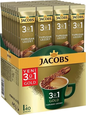 Jacobs 3Ü1 Arada Gold Yumuşak Lezzet Kahve 18 Gr X 40 Adet