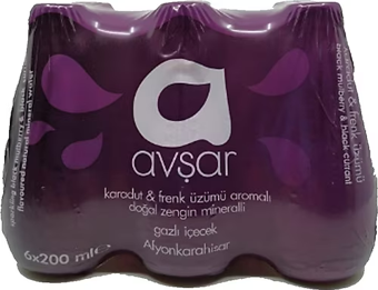 Avşar Karadut Frenk Üzümü Aromalı Maden Suyu 200 Ml X 6 Adet