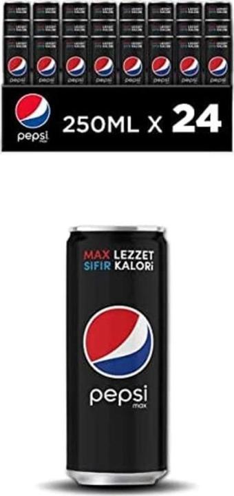 Pepsi Max Şekersiz Kola 250 Ml X 24 Adet