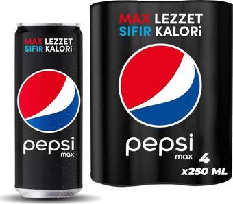 Pepsi Max Şekersiz Kola 250 Ml X 4 Adet
