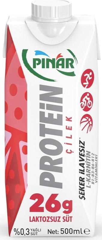 Pınar Protein Çilekli Laktozsuz Süt 500 Ml