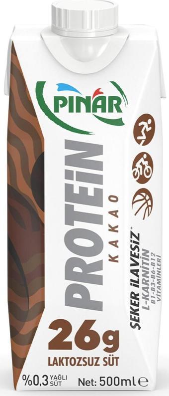 Pınar Protein Kakaolu Laktozsuz Süt 500 Ml