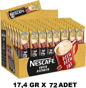 Nescafe 3Ü1 Arada Sütlü Köpüklü Kahve 17,4 Gr X 72 Adet