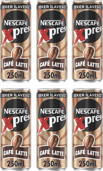 Nescafe Xpress Cafe Latte Şekersiz Soğuk Kahve 250 Ml X 6 Adet