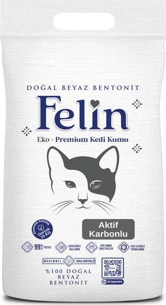Felin Aktif Karbonlu İnce Taneli Topaklanan Kedi Kumu 15 Kg