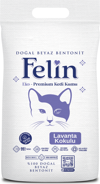 Felin Lavanta Kokulu İnce Taneli Topaklanan Kedi Kumu 15 Kg