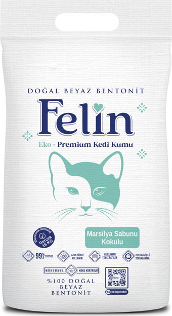 Felin Marsilya Sabunu Kokulu İnce Taneli Topaklanan Kedi Kumu 15 Kg
