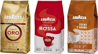 LavAzza Qualita Oro 1Kg + Qualita Rossa 1Kg + Crema E Aroma 1Kg 3'Lü Çekirdek Kahve Seti 3Kg