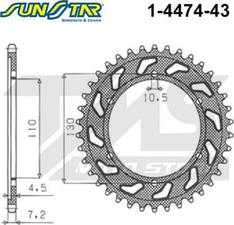 Sunstar Arka Dişli 43t Yamaha Mt-07 2014-2019