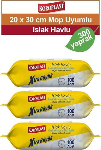 Koroplast Çok amaçlı Beyaz Sabun Kokulu Islak Havlu 100 lü x 3 Adet