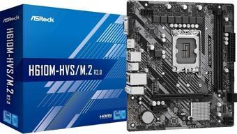 Asrock H610M-Hvs/M.2 R2.0 Soket Lga1700 Ddr4 3200Mhz Pcı-E 4.0, Usb3.2 Hdmi Vga Matx Anakart