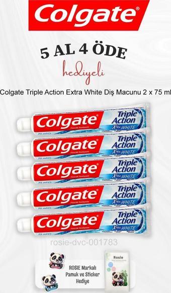 Colgate Triple Action Extra White Diş Macunu 2 x 75 ml 5 Al 4 Öde ve Rosie Pamuk