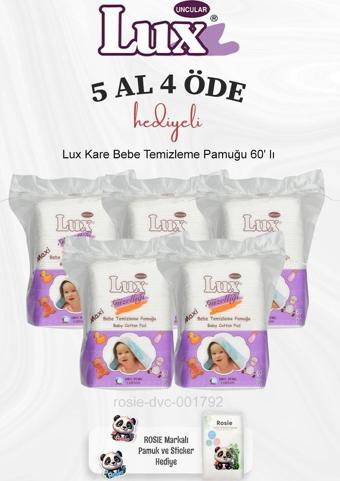 Lux Kare Bebe Temizleme Pamuğu 60' lı 5 Al 4 Öde ve Rosie Pamuk