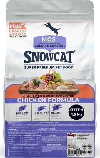 Snow Cat Plus Düşük Tahıllı Yavru Tavuklu Kedi Maması 1,5 Kg