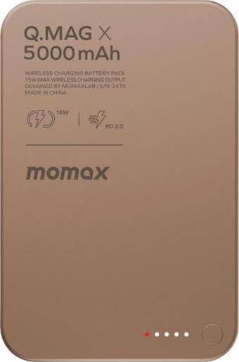 Momax Wireless Kablosuz Powerbank 5000mAh MagSafe Uyumlu Desert Titanium