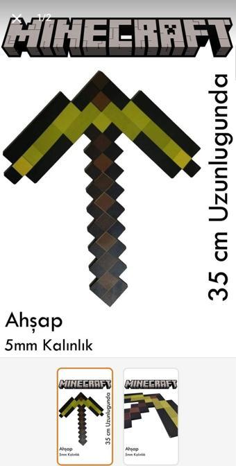 Deposundan Al Ahşap Minecraft Kazma 35Cm Uzunluk 29Cm En