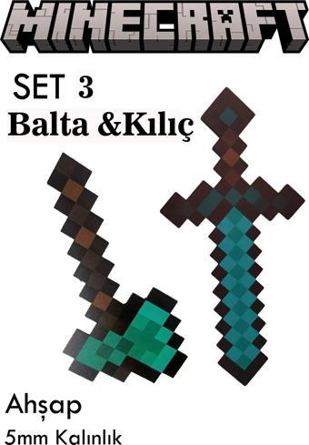 Home&Game Ahşap Minecraft Balta Kılıç Set Figür Oyuncak