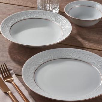 GÜRAL PORSELEN Bahar Dalı 16 Parça 4 Kişilik Yemek Takımı - Copper Bakır