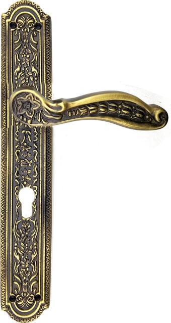 Antika Tarz Dekoratif Pirinç Ulu Model Desenli Banyo, WC Kapı Kolu - 354x57 mm, Antik