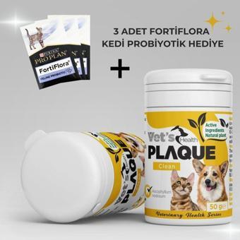 Vet's Health Plaqueclean Kedi Ve Köpekler İçin Diş Taşı, Tartar Ve Plak Giderici 50G (Fortiflora Hediyeli)