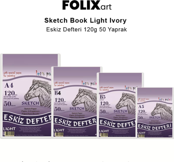Folix Art Sketch Book Light Ivory Eskiz Defteri 120g 50 Yaprak