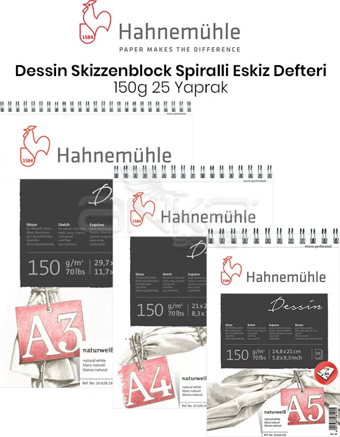 Hahnemühle Dessin Skizzenblock Spiralli Eskiz Defteri 150g 25 Yaprak