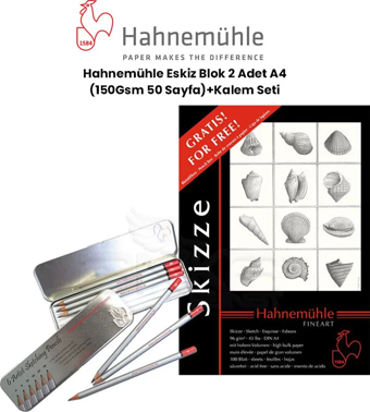 Hahnemühle Eskiz Blok 2 Adet A4 100 Yaprak 150g + Kalem Seti