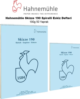 Hahnemühle Skizze 190 Spiralli Eskiz Defteri 190g 50 Yaprak