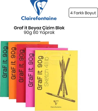 Clairefontaine Graf it Beyaz Çizim Blok 90g 80 Yaprak