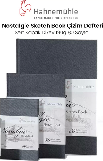 Hahnemühle Nostalgie Sketch Book Çizim Defteri Sert Kapak Dikey 190g 80 Yaprak