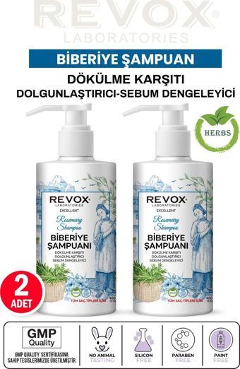 Revox Biberiye Özlü Saç Bakım Şampuanı Arındırıcı Dökülme Karşıtı 400 ml. x 2 adet