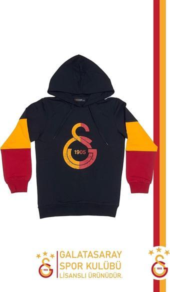 Galatasaray Orijinal Lisanslı Logo Siyah Kapüşonlu Çocuk Sweat 