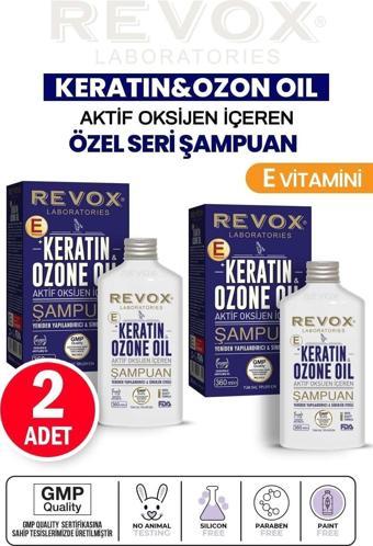 Revox Keratin & Ozon Oil Aktif Oksijen Içeren E Vitaminli Yeniden Yapılandırıcı Şampuan 2 Adet