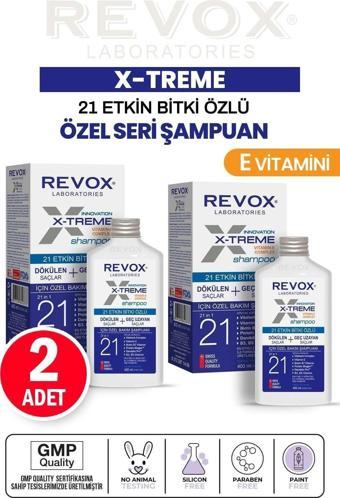 Revox X-treme Dökülen ve Geç Uzayan Saçlar İçin E Vitamini Katkılı Özel Bakım Şampuan 2'li Set