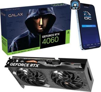 Galax Geforce Rtx 4060 1-Click Oc 2X V2 8Gb Gddr6 128 Bit Dlss 3 Ekran Kartı (46Nsl8Md9Nxv)