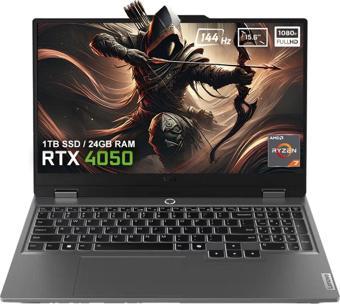 Lenovo LOQ 15ARP9 83JC006ATRv2 AMD Ryzen 7-7435HS 24GB DDR5 1TB SSD RTX4050 6GB 15.6 inç 144Hz Full HD FreeDos Gaming Laptop